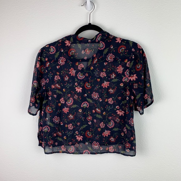 Hollister Sheer Button Up Floral Top - Picture 2 of 3